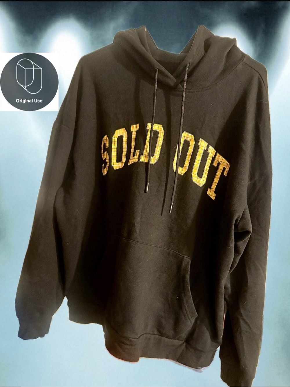 Original Use Black Hoodie with Yellow Plaid SOLD OUT Lettering